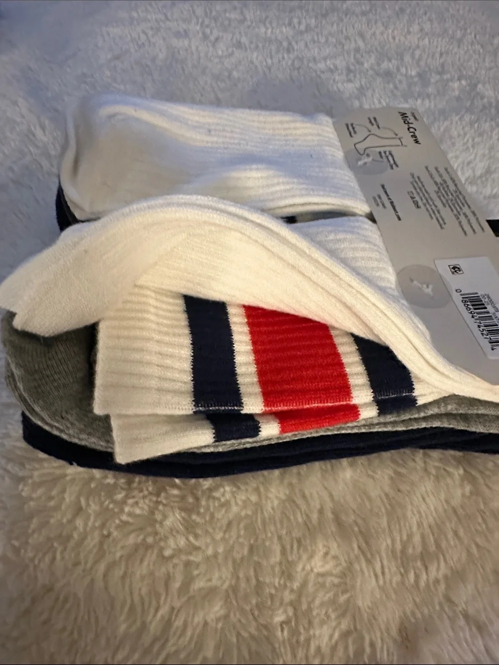 No Boundaries Women Navy, Gray & Red Mid-Crew Socks - 6 Pair